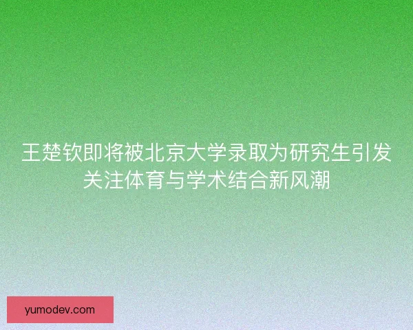 王楚钦即将被北京大学录取为研究生引发关注体育与学术结合新风潮