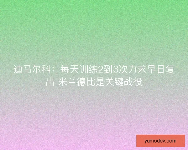 迪马尔科:每天训练2到3次力求早日复出 米兰德比是关键战役 迪马尔科:每天训练2到3次力求早日复出 米兰德比是关键战役